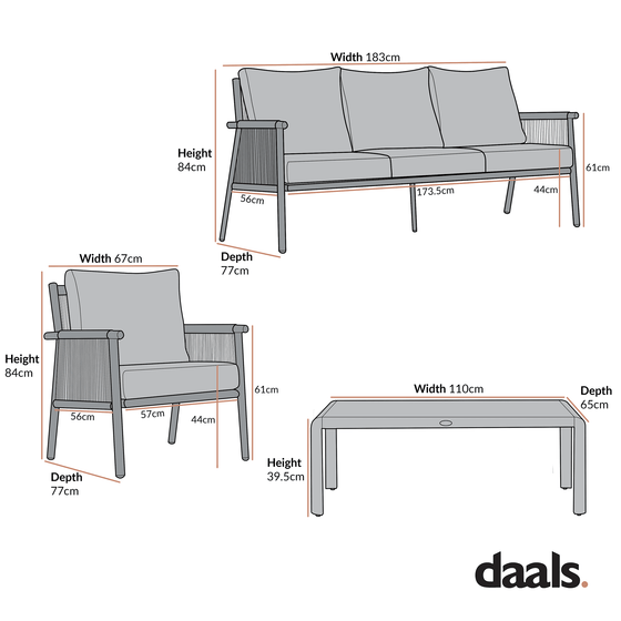 Soller Indoor and Outdoor Rope Weave 5-Seater Sofa Set