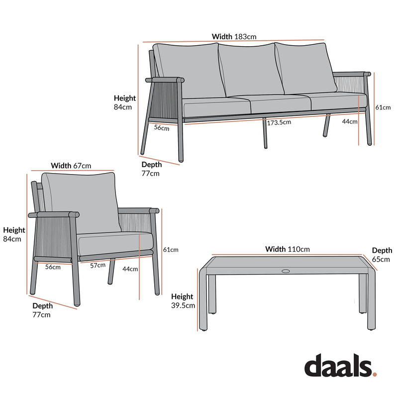 Soller Indoor and Outdoor Rope Weave 5 - Seater Sofa Set - daals
