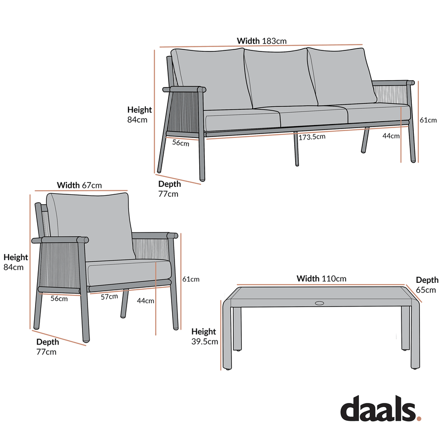Soller Indoor and Outdoor Rope Weave 5-Seater Sofa Set
