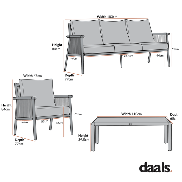 Soller Indoor and Outdoor Rope Weave 5 - Seater Sofa Set - daals