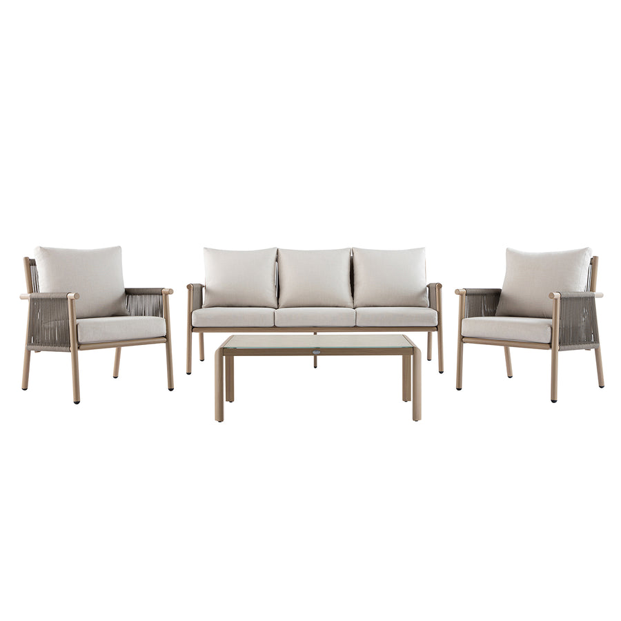 Soller Indoor and Outdoor Rope Weave 5-Seater Sofa Set