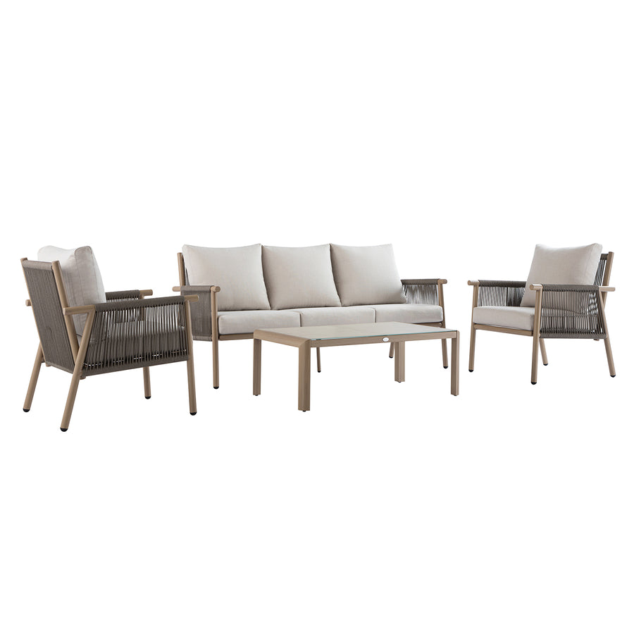 Soller Indoor and Outdoor Rope Weave 5-Seater Sofa Set