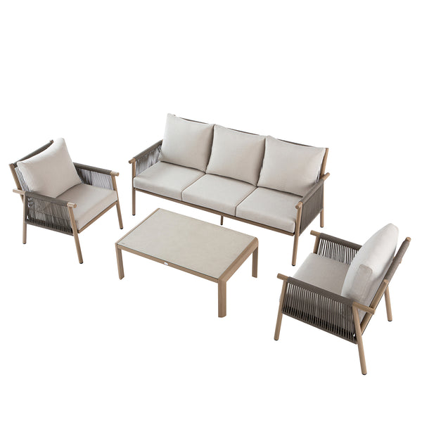 Soller Indoor and Outdoor Rope Weave 5 - Seater Sofa Set - daals