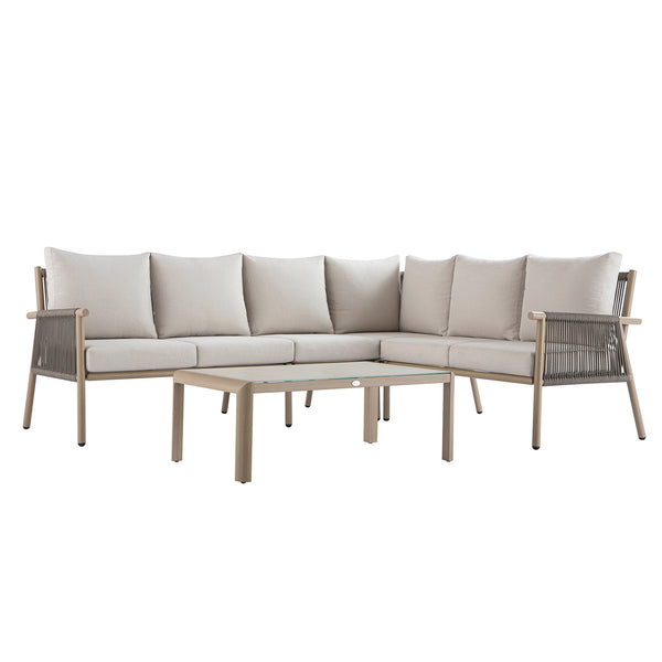 Soller Indoor and Outdoor Rope Weave Large Corner Sofa Set - daals