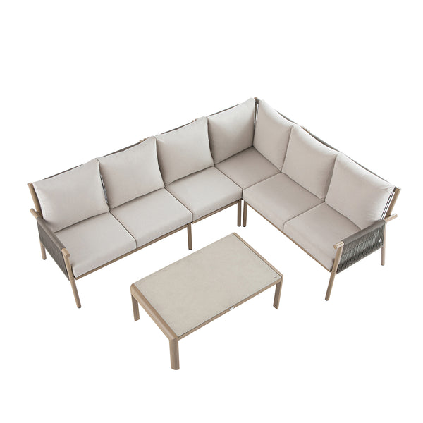 Soller Indoor and Outdoor Rope Weave Large Corner Sofa Set - daals