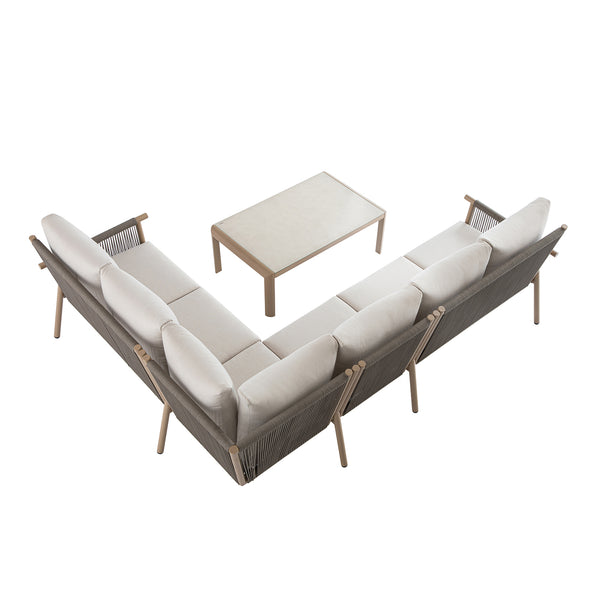 Soller Indoor and Outdoor Rope Weave Large Corner Sofa Set - daals
