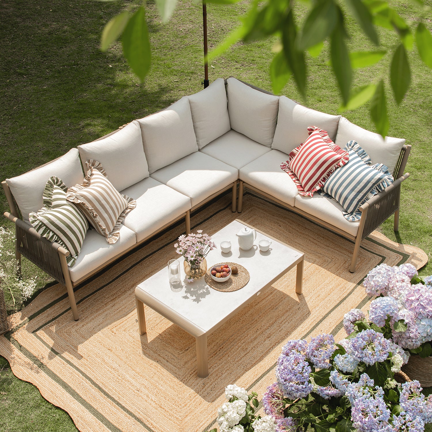 Soller Indoor and Outdoor Rope Weave Large Corner Sofa Set