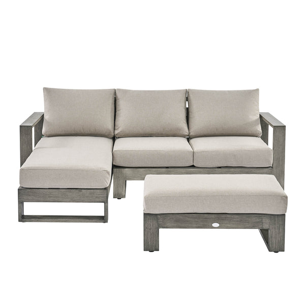 Montrose Aluminium Outdoor Sofa Set with Chaise, Brushed Silver Oak