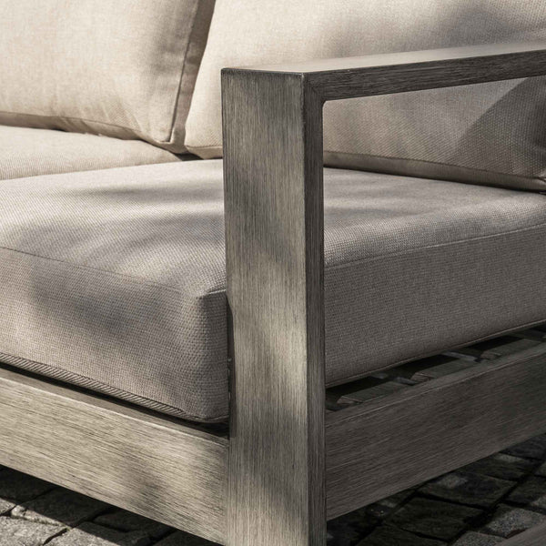 Montrose Aluminium Outdoor Sofa Set with Chaise, Brushed Silver Oak