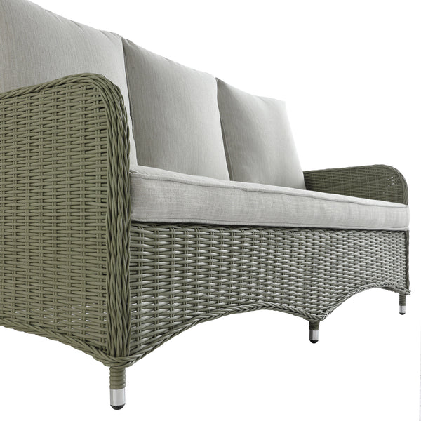 Hampshire 7-Seater Round Wicker Rattan Sofa Set with Rising Table, Desert Sage