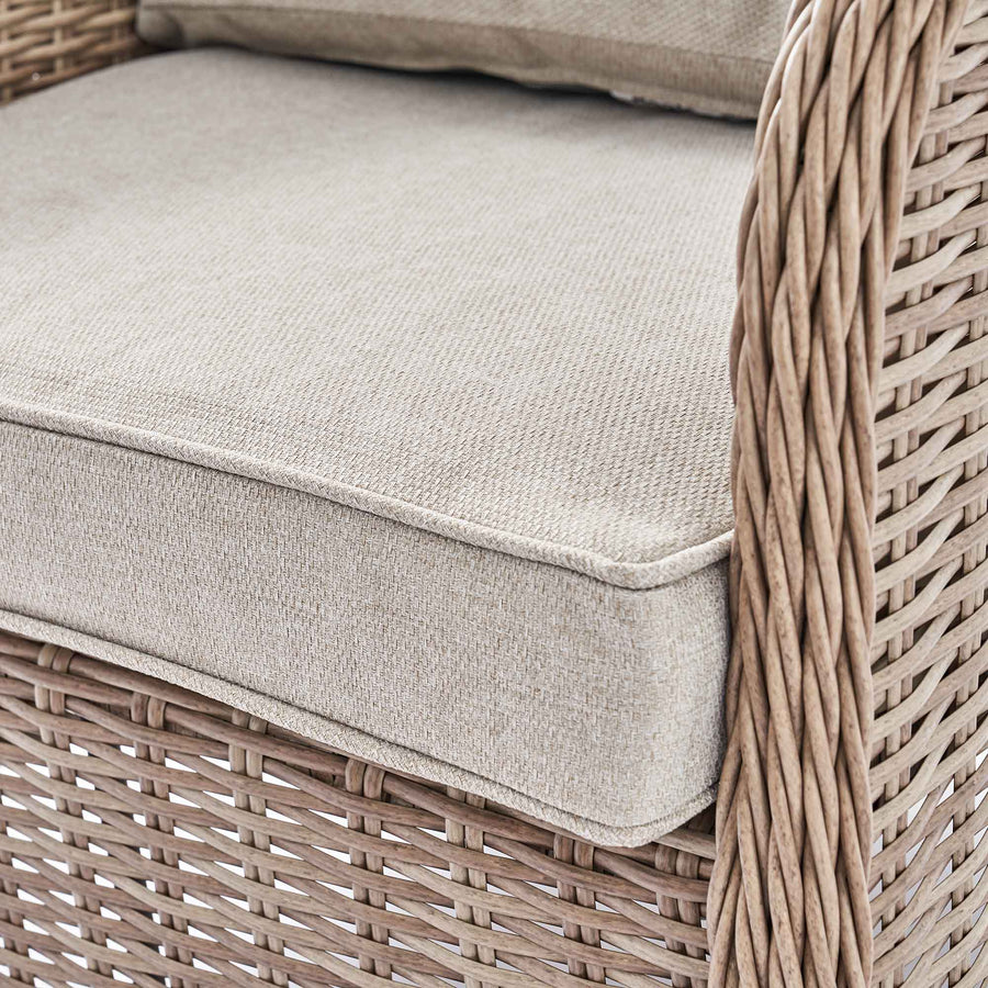 Hampshire 7-Seater Round Wicker Rattan Sofa Set with Rising Table, Natural