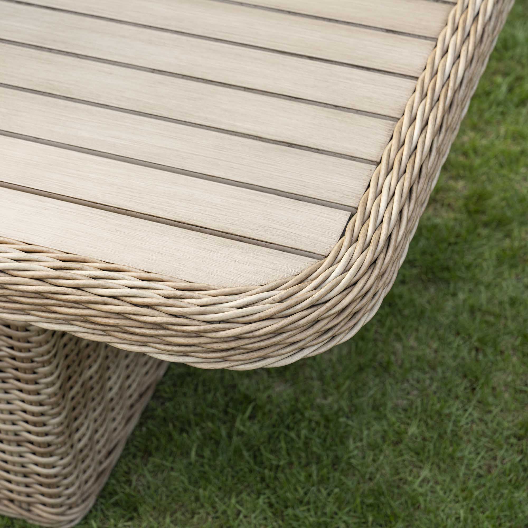 Rattan Rising Table Hampshire 7-Seater Round Wicker Rattan Sofa Set with Rising Table, Nat ...
