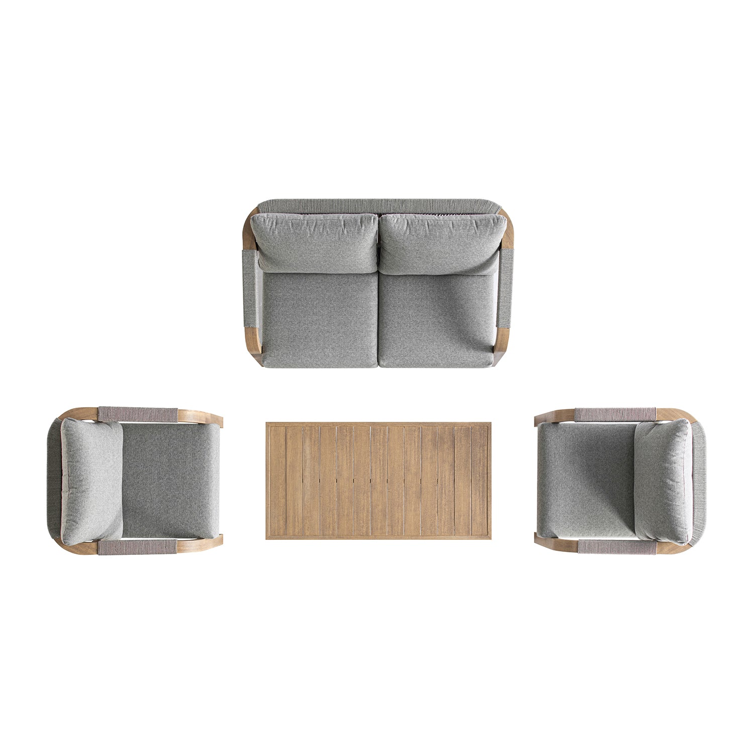 Manresa Rope 5-Seater Sofa Set, Natural and Grey
