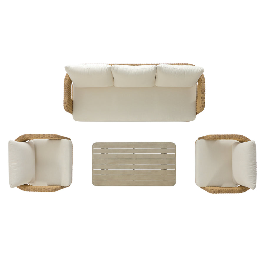 Stanford Round Wicker Outdoor 5-Seater Sofa Set, Natural