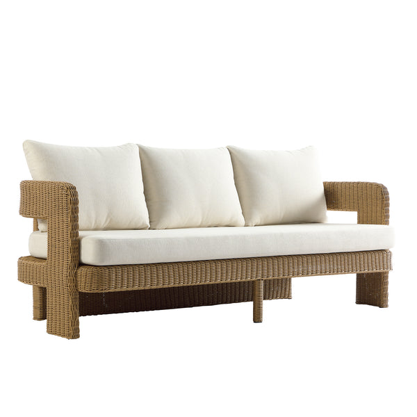 Stanford Round Wicker Outdoor 5-Seater Sofa Set, Natural