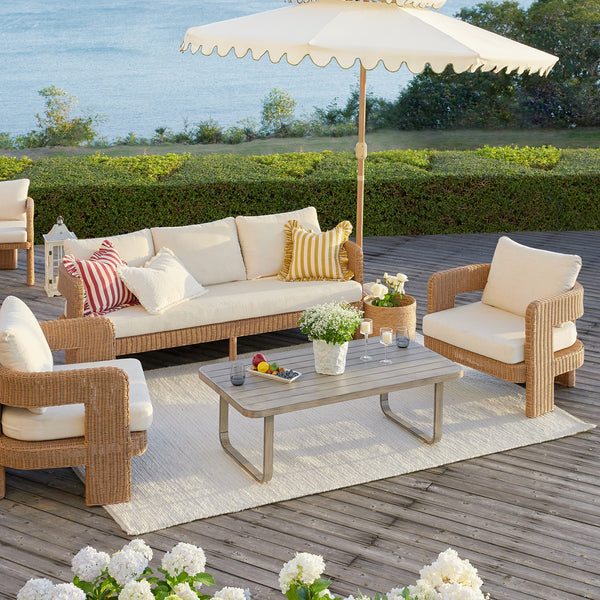 Stanford Round Wicker Outdoor 5 - Seater Sofa Set, Natural - daals
