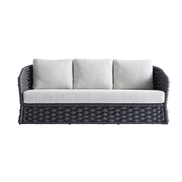 Positano Wide Rope Sofa Set with Nesting Coffee Tables, Grey - daals