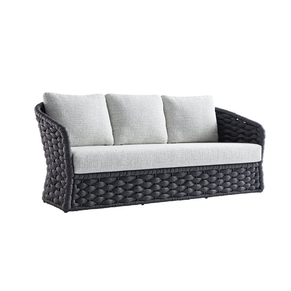 Positano Wide Rope Sofa Set with Nesting Coffee Tables, Grey - daals