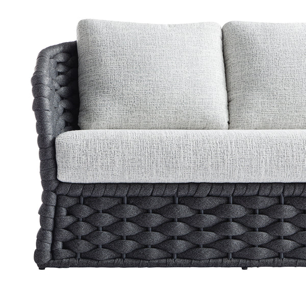 Positano Wide Rope Sofa Set with Nesting Coffee Tables, Grey - daals