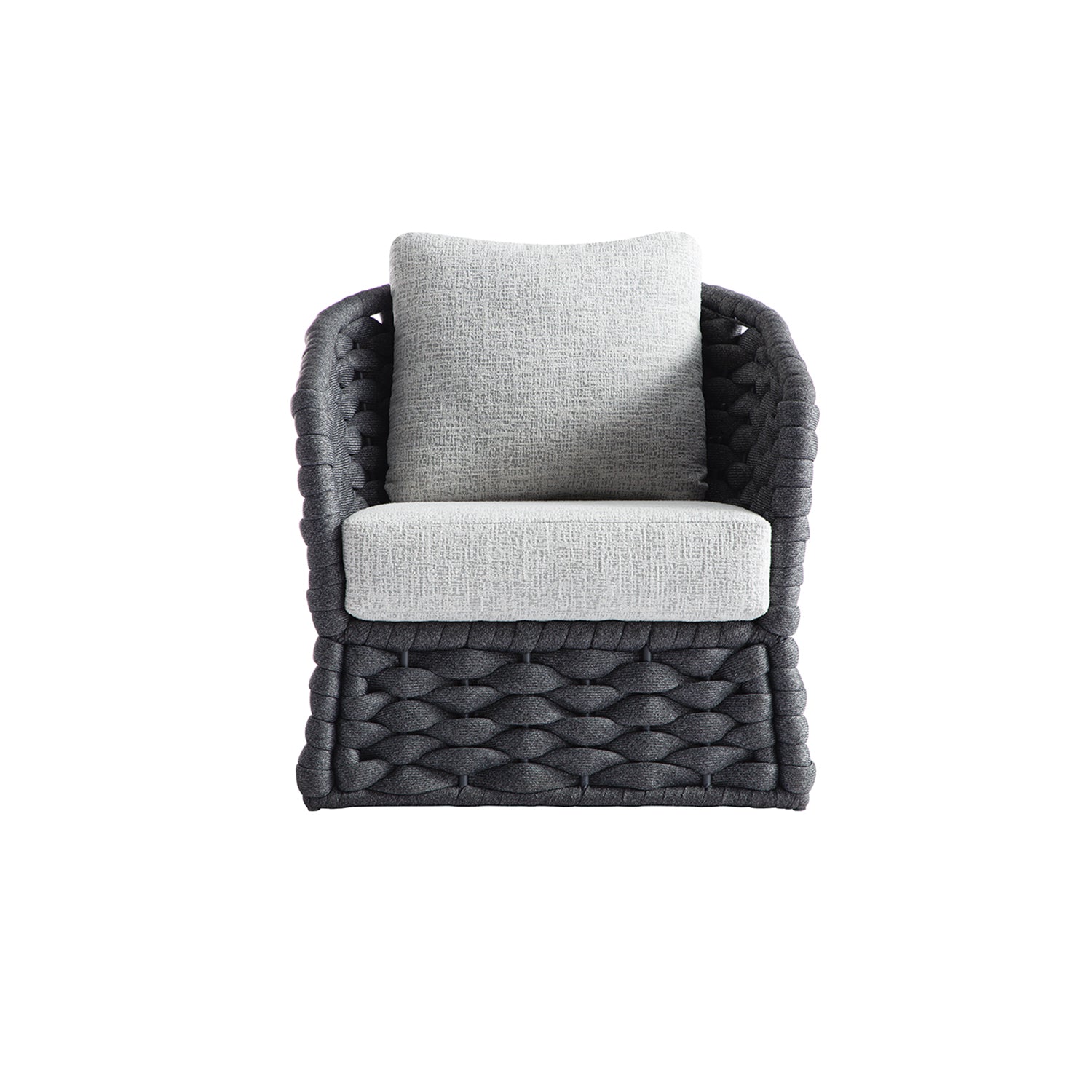 Positano Wide Rope Sofa Set with Nesting Coffee Tables, Grey