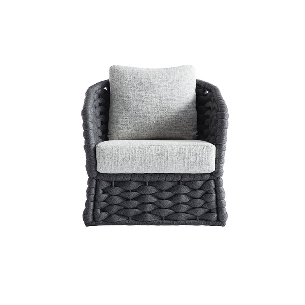 Positano Wide Rope Sofa Set with Nesting Coffee Tables, Grey - daals