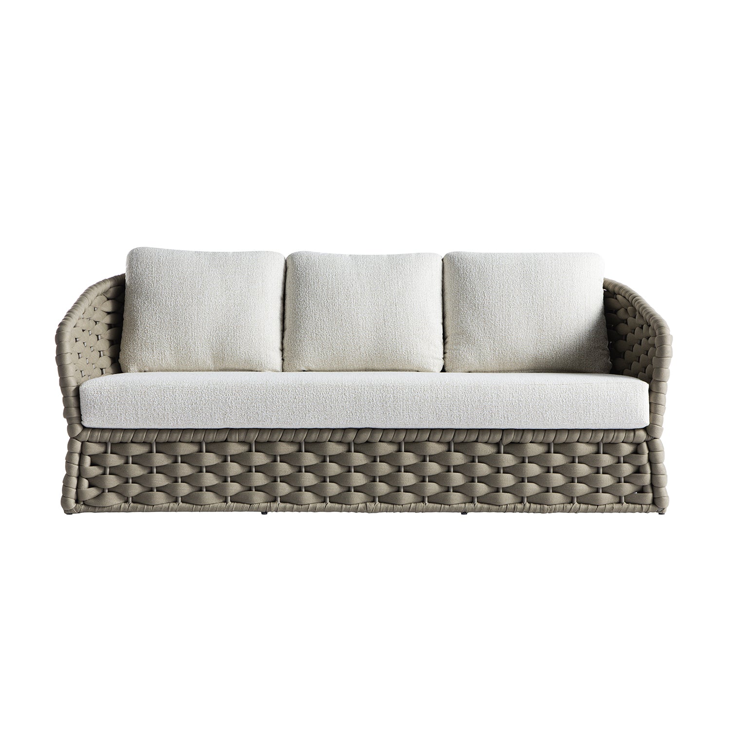 Positano Wide Rope Sofa Set with Nesting Coffee Tables, Taupe