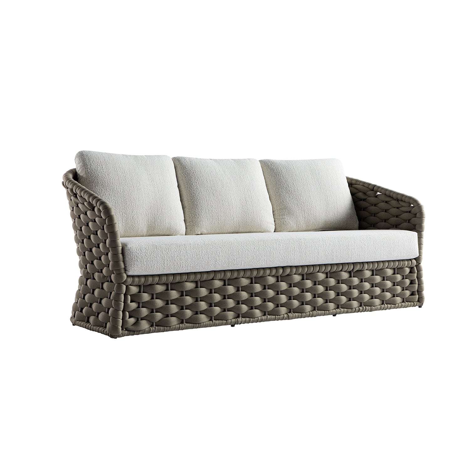 Positano Wide Rope Sofa Set with Nesting Coffee Tables, Taupe
