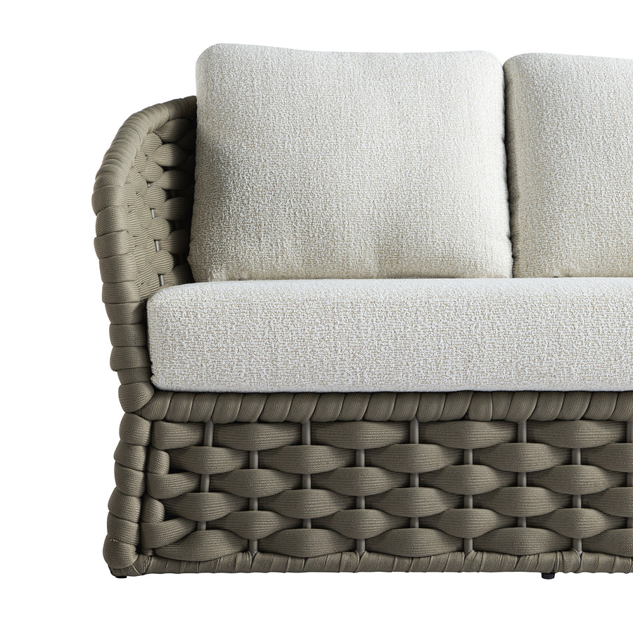 Positano Wide Rope Sofa Set with Nesting Coffee Tables, Taupe