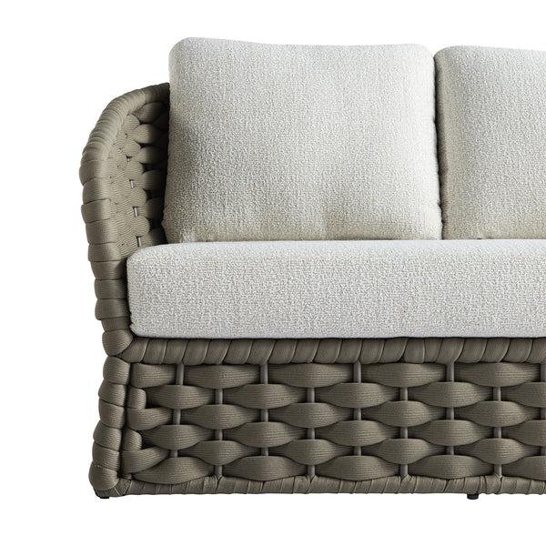 Positano Wide Rope Sofa Set with Nesting Coffee Tables, Taupe - daals