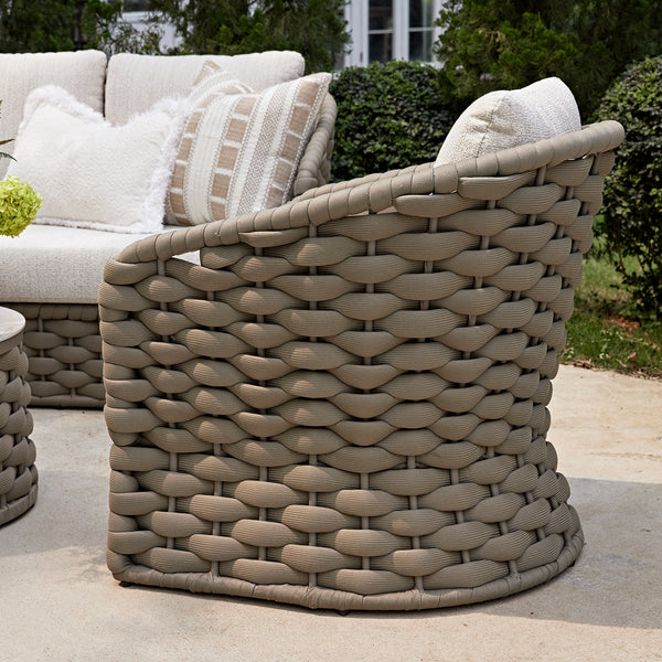 Positano Wide Rope Sofa Set with Nesting Coffee Tables, Taupe - daals