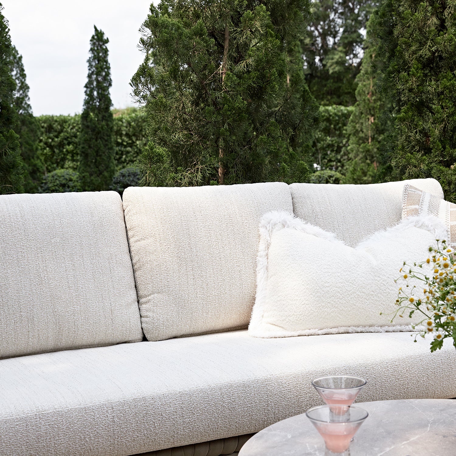 Positano Wide Rope Sofa Set with Nesting Coffee Tables, Taupe