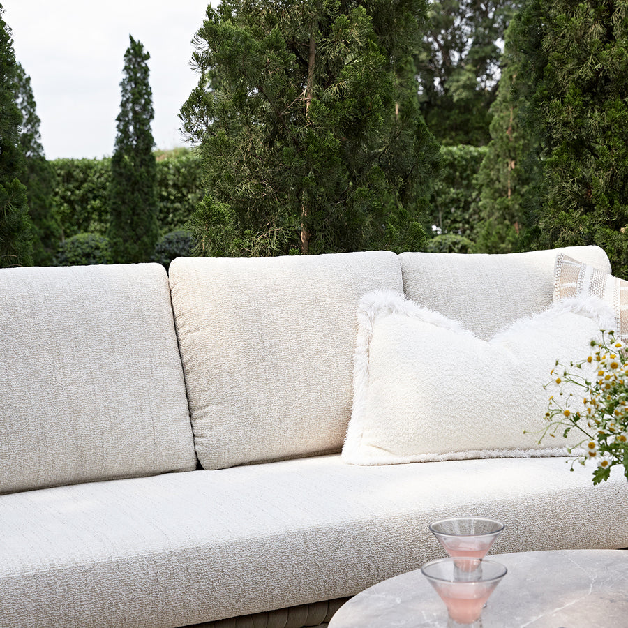 Positano Wide Rope Sofa Set with Nesting Coffee Tables, Taupe
