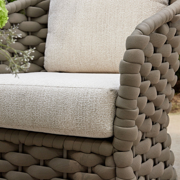Positano Wide Rope Sofa Set with Nesting Coffee Tables, Taupe - daals