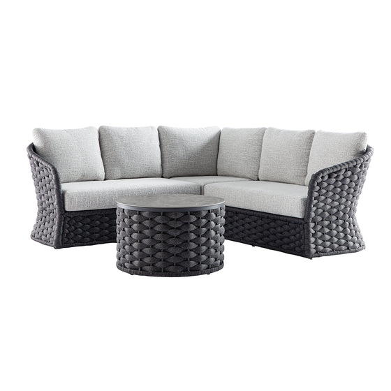 Positano Wide Rope Corner Sofa Set, Grey