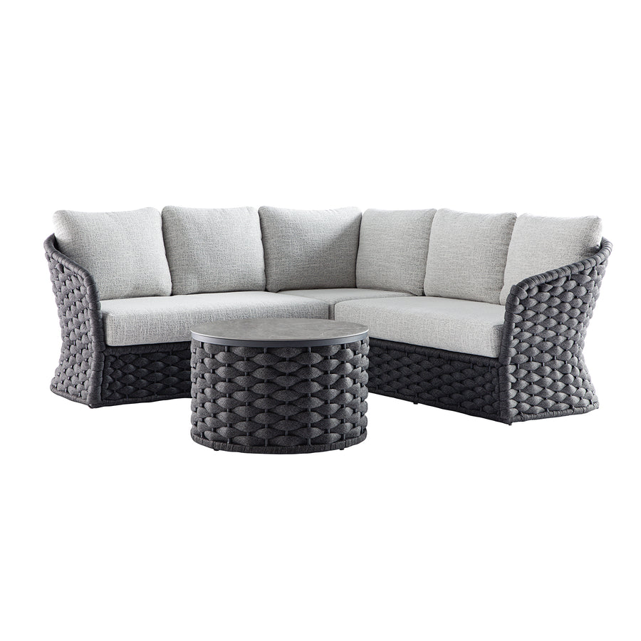 Positano Wide Rope Corner Sofa Set, Grey