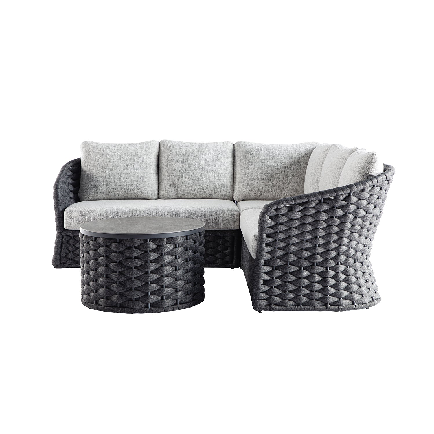 Positano Wide Rope Corner Sofa Set, Grey