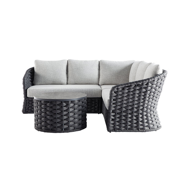 Positano Wide Rope Corner Sofa Set, Grey - daals