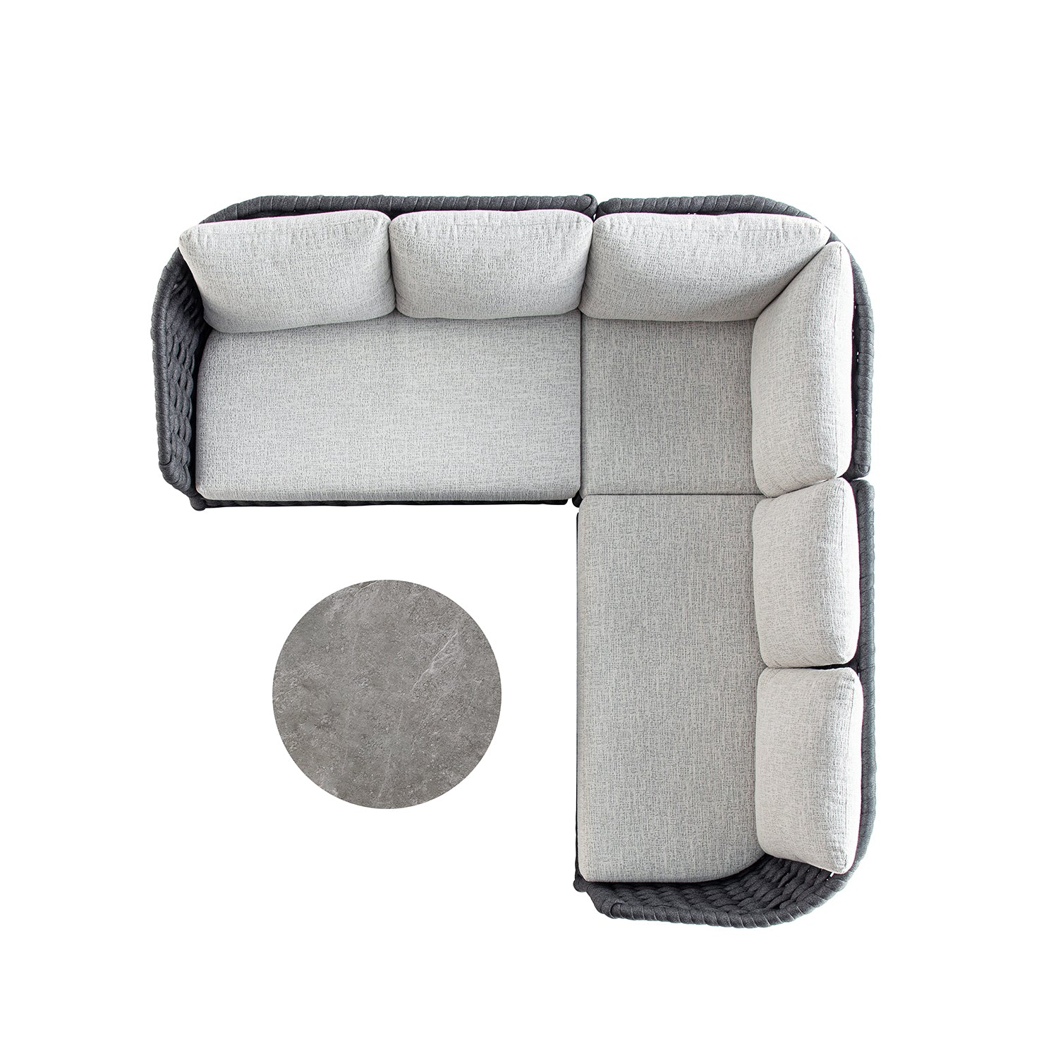 Positano Wide Rope Corner Sofa Set, Grey