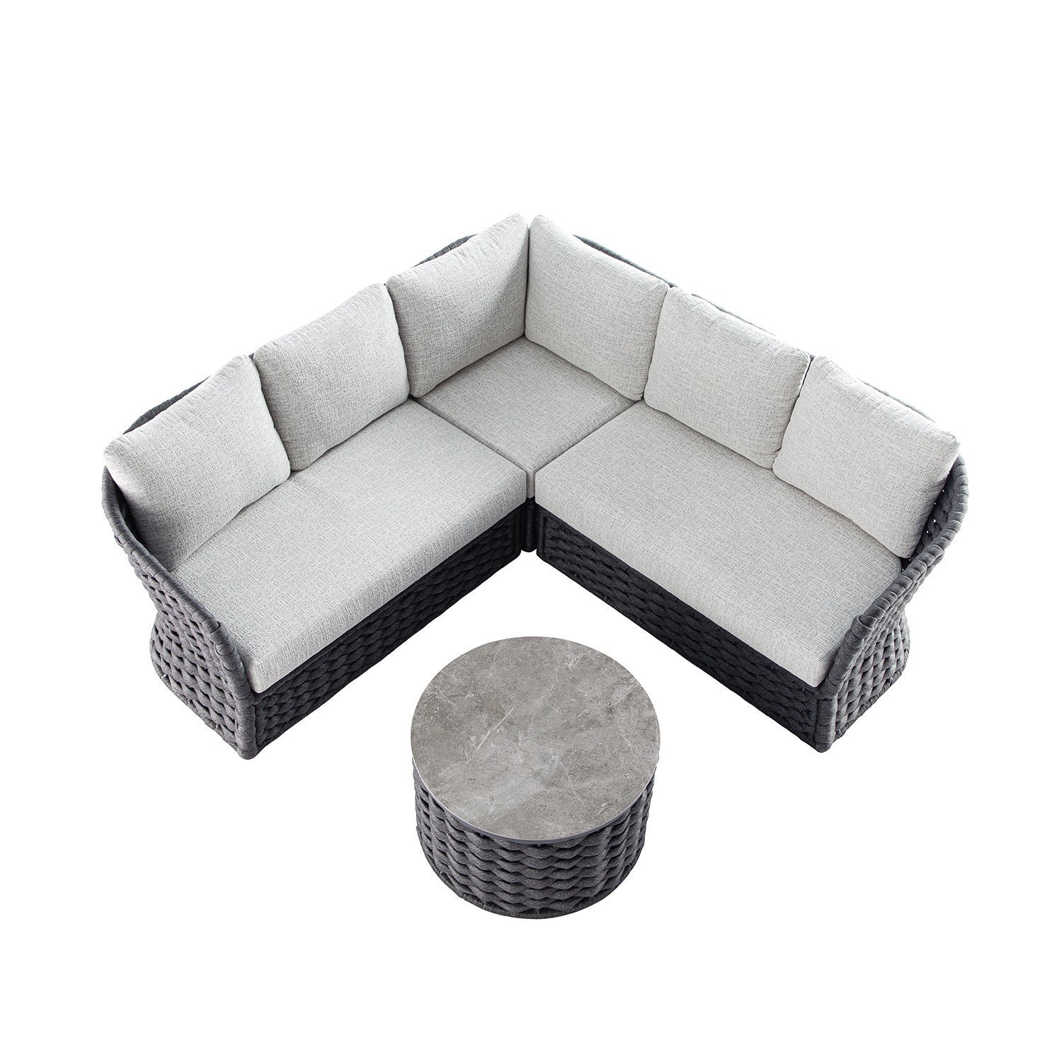 Positano Wide Rope Corner Sofa Set, Grey