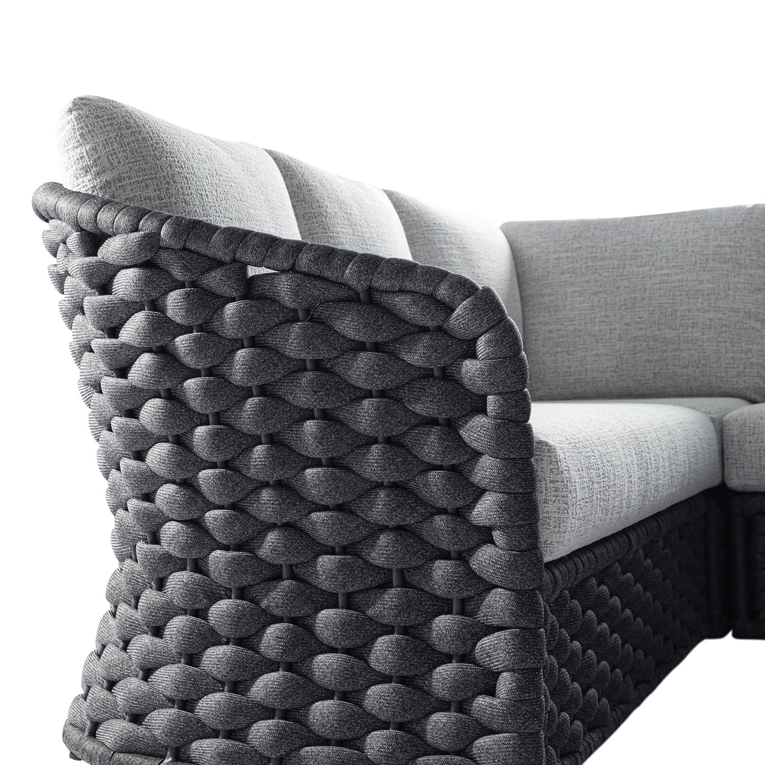 Positano Wide Rope Corner Sofa Set, Grey