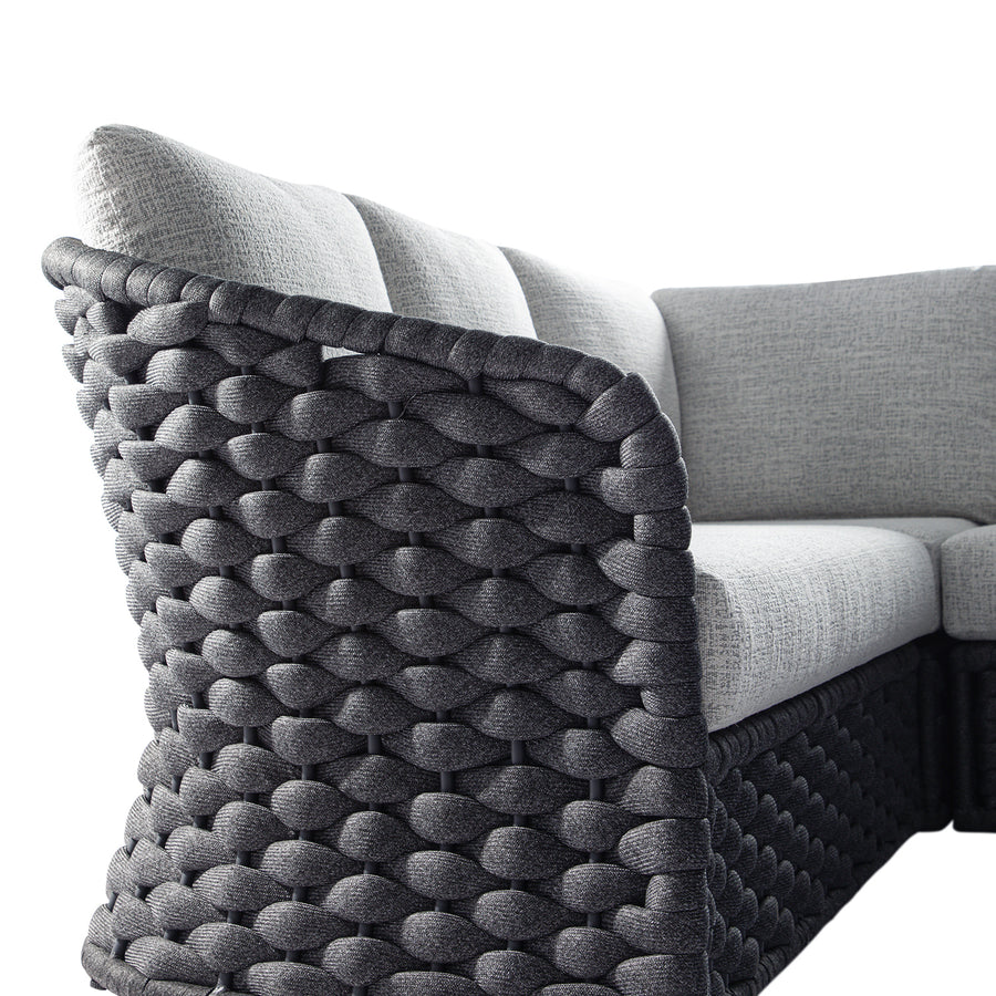 Positano Wide Rope Corner Sofa Set, Grey