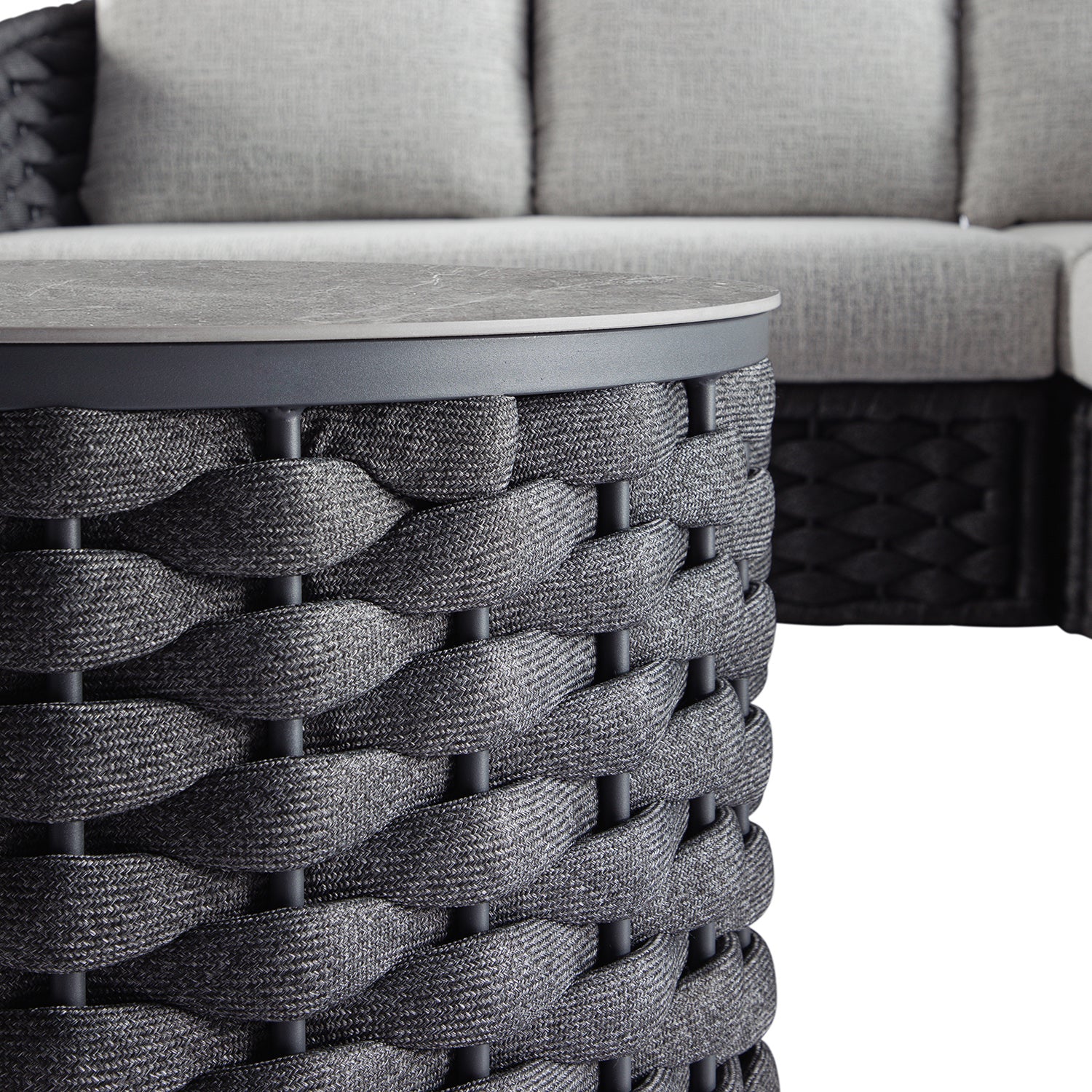 Positano Wide Rope Corner Sofa Set, Grey