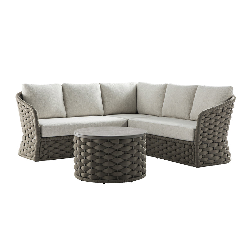 Positano Wide Rope Corner Sofa Set, Taupe - daals