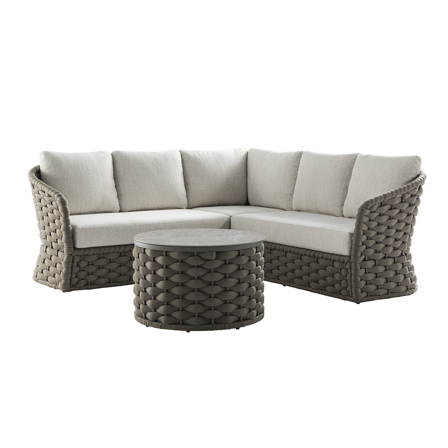 Positano Wide Rope Corner Sofa Set, Taupe
