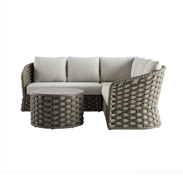 Positano Wide Rope Corner Sofa Set, Taupe - daals