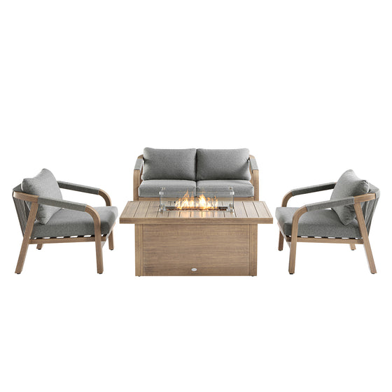 Manresa Rope 5-Seater Firepit Sofa Set, Natural and Grey