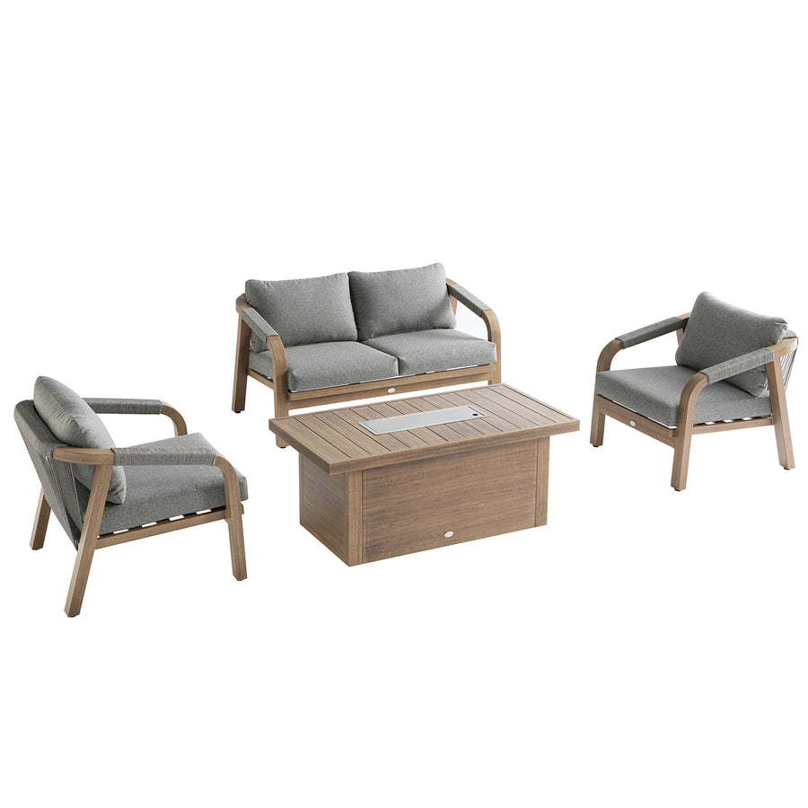 Manresa Rope 5 - Seater Firepit Sofa Set, Natural and Grey - daals