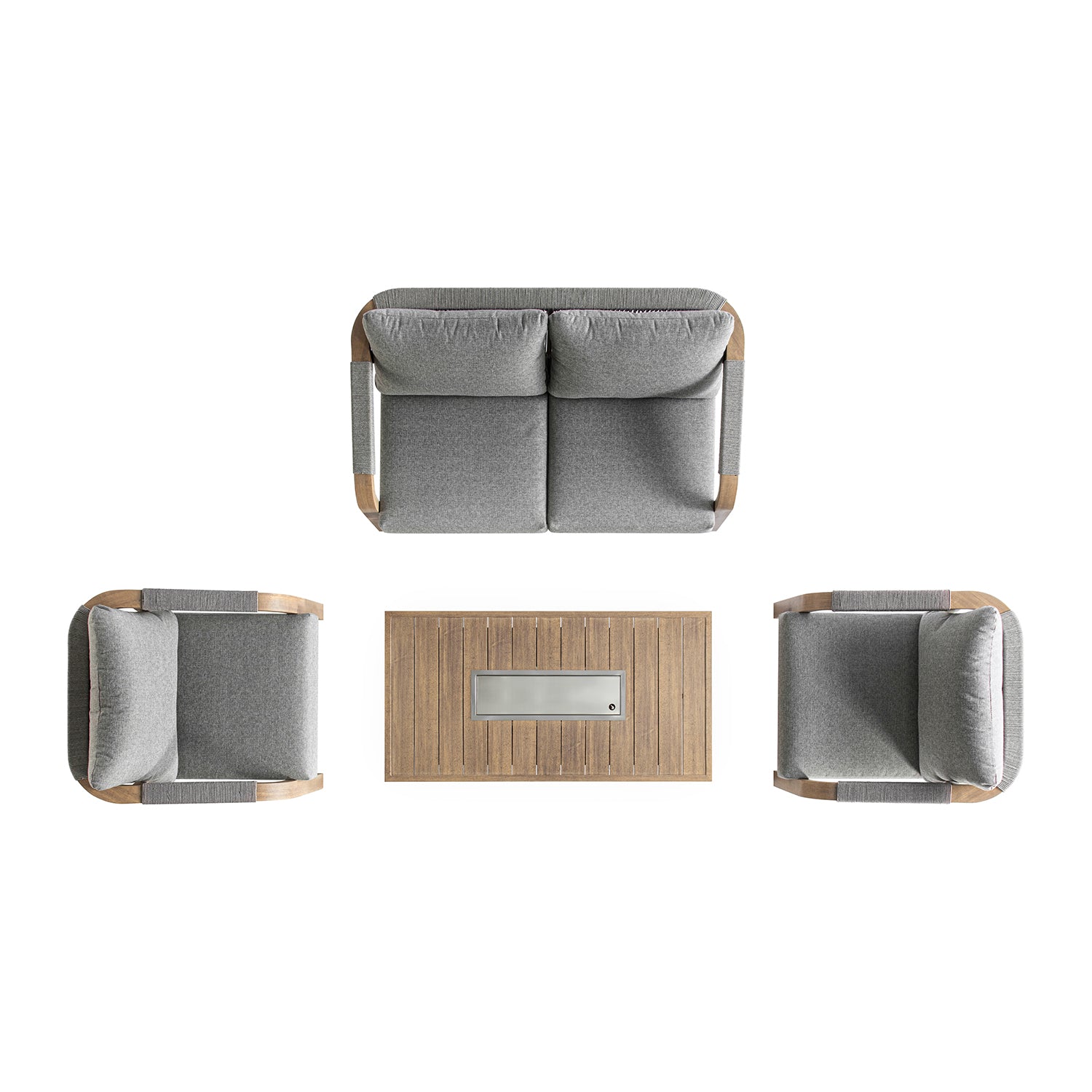 Manresa Rope 5-Seater Firepit Sofa Set, Natural and Grey