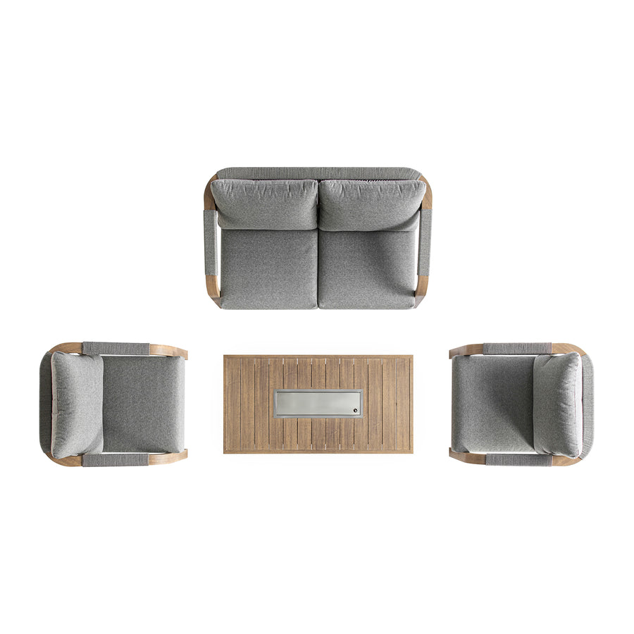 Manresa Rope 5 - Seater Firepit Sofa Set, Natural and Grey - daals