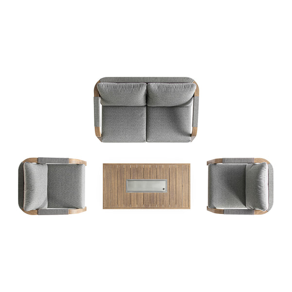 Manresa Rope 5 - Seater Firepit Sofa Set, Natural and Grey - daals
